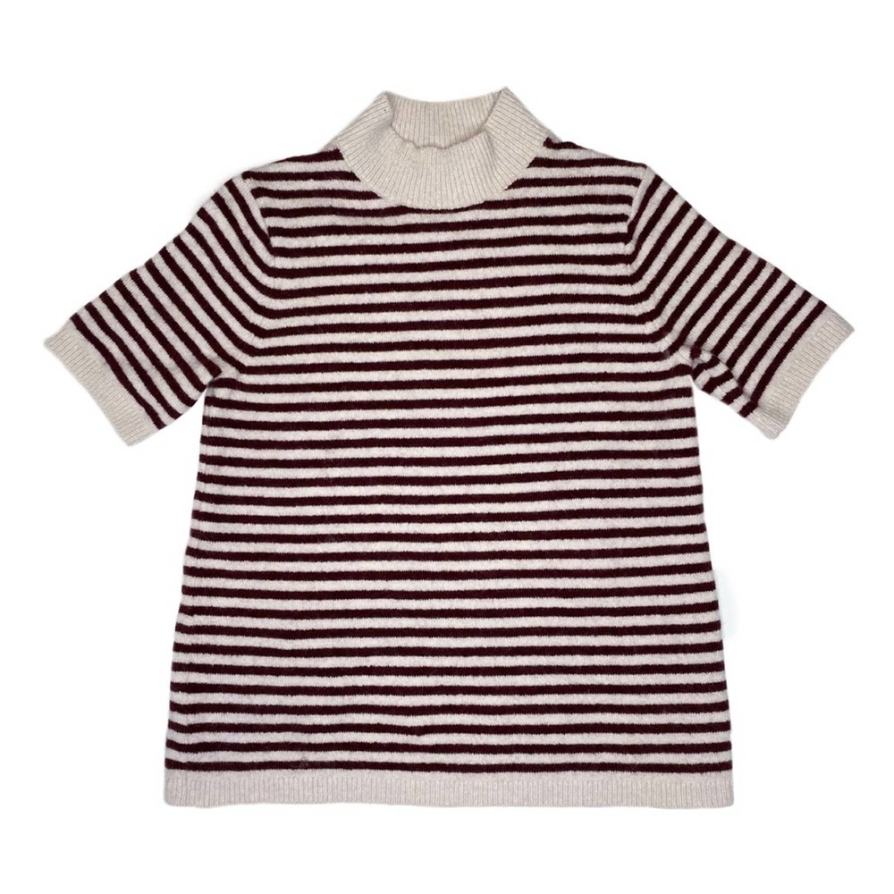 Ann Taylor LOFT Striped Short Sleeve Mock Neck